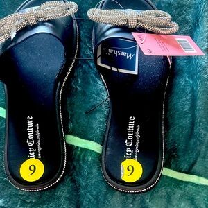 Juicy Couture Black Sandals with Sparkling Bow